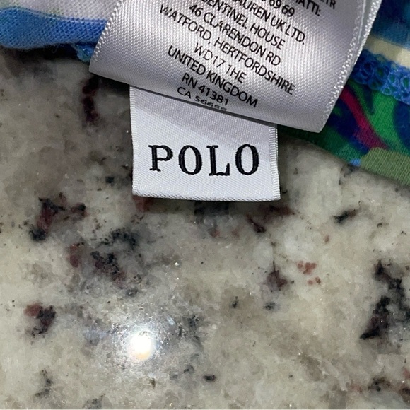 Polo Ralph Lauren Striped Floral Jersey Tee Girls XL 16 Blue Cotton Kids Youth - Picture 5 of 8